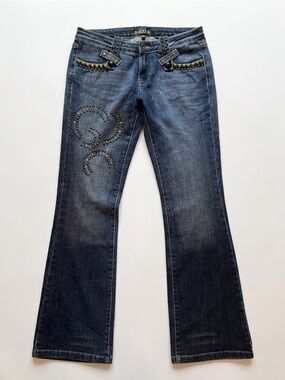 Sam & Lili size L Y2K vintage flare  Wash Women's Stud Embellished Jeans